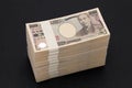 Stack of Japanese yen. 10,000 yen bundle of bills. Royalty Free Stock Photo