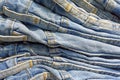 A stack of jeans in a clothing store display Royalty Free Stock Photo