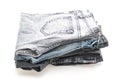 stack of jeans folded on white background Royalty Free Stock Photo