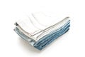 stack of jeans folded on white background Royalty Free Stock Photo
