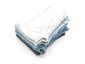 stack of jeans folded on white background Royalty Free Stock Photo