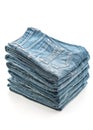 stack of jeans folded on white background Royalty Free Stock Photo