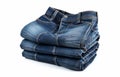 Stack of jeans isolated on white background. Clipping path included Royalty Free Stock Photo
