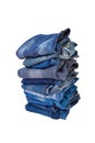 Stack of jeans isolated on white background Royalty Free Stock Photo
