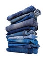 Stack of jeans isolated on white background Royalty Free Stock Photo