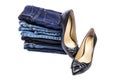 Stack of Jeans and a Pair of High Heel Shoes #2