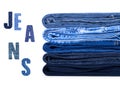 Stack of jeans on white background Royalty Free Stock Photo
