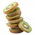 A stack of Kiwi fruit slices with a transparent background Royalty Free Stock Photo
