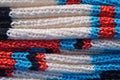 Stack of knitted closeup