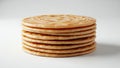 Stack of Golden Laccha Paratha Flatbreads on White Background Delicious Indian Cuisine Detail Shot Crispy Layers Royalty Free Stock Photo