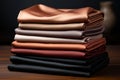 a stack of leather different shades of brown color generative AI