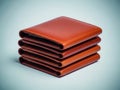 Stack of leather wallets, isolated on white background Royalty Free Stock Photo