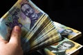 Stack of LEI Romanian money. RON Leu Money European Currency Royalty Free Stock Photo