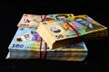 Stack of LEI Romanian money. RON Leu Money European Currency