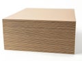 Stack of light brown cardboard sheets on white background Royalty Free Stock Photo