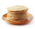 Stack of Light Brown Pancakes on Orange Plate Royalty Free Stock Photo