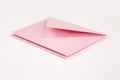 Stack of light pink open envelope on white isolated background. Two envelopes for invitations, certificates or cash gifts. Mockup Royalty Free Stock Photo