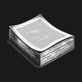 Stack of Lined Paper Illustration on Dark Background Royalty Free Stock Photo