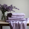 Tranquil Gardenscapes: Lavender Linen Sheets In Monochromatic Masterpiece Style Royalty Free Stock Photo