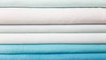 A stack of linen in white and blue shades