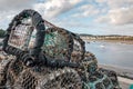 A stack of lobster pots or traps