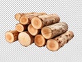 Stack of logs isolated on transparent background Royalty Free Stock Photo