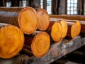 A stack of logs sitting on top of a wooden table Royalty Free Stock Photo