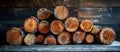 Stack of Logs on Wooden Table Royalty Free Stock Photo