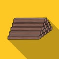 Stack of lumbers icon in flat style isolated on white background. Sawmill and timber symbol stock vector illustration. Royalty Free Stock Photo