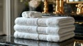 Luxurious Stack of White Towels Royalty Free Stock Photo