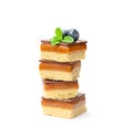 Stack of luxury millionaires shortbread with blueberry and mint Royalty Free Stock Photo