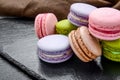 Healthy food, stack of macarons, macaroons French cookie Royalty Free Stock Photo