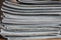 A stack of magazines, close-up macro filled the frame. A background for publishing or informational articles. Royalty Free Stock Photo