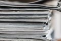 A stack of magazines, close-up macro filled the frame. A background for publishing or informational articles. Royalty Free Stock Photo