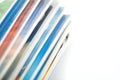 Stack of magazines studio isolated on white Royalty Free Stock Photo