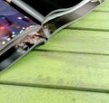 Stack magazines on wooden table