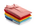 Stack of male shirts on white background Royalty Free Stock Photo