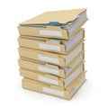 Stack of manila folders with documents isolated on white background Royalty Free Stock Photo