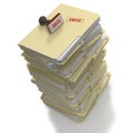 Stack of manila office folders or files on white b Royalty Free Stock Photo