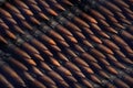 Stack of many bullets, old machine gun ammunition Royalty Free Stock Photo