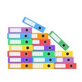 Stack of many color document folders for design on white, stock vector illustration