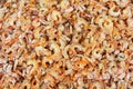 Stack of many dried shrimp on fish market jetty. For seafood, food, kitchen Royalty Free Stock Photo
