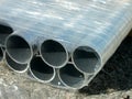 Stack of Many Pipes at the Construction Site Royalty Free Stock Photo