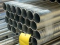 Stack of Many Pipes at the Construction Site Royalty Free Stock Photo