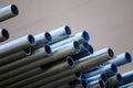 Stack of Many Pipes at the Construction Site Royalty Free Stock Photo