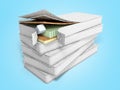 Stack of mattresses 3d render on blue background Royalty Free Stock Photo