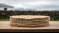 Stack of Matzo on Wooden Table. Royalty Free Stock Photo