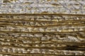 Stack of matzot sheets close-up. Symbol of Jewish Passover