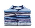 Stack of men`s shirts isolated Royalty Free Stock Photo