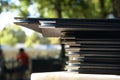 Stack of menus on marble top Royalty Free Stock Photo